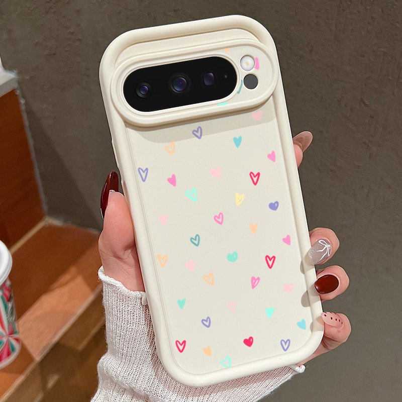 Google Pixel 9 - Coque souple colorée petits coeurs pour